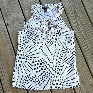 Elena Solano black and white polka dot tank